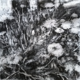 'Happy corner', charcoal on canvas 20 x 20 cm., 2025