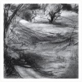 'Wavy road', charcoal on paper, 30 x 30 cm., 2026