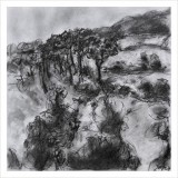 'Where the hills are', charcoal on paper, 30 x 30 cm., 2026