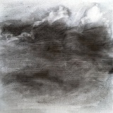 'Rainy sky has passed',  charcoal on canvas, 20 x 20 cm.,2025