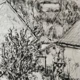 'Sweet France', charcoal on paper, 30 x 24 cm., 2024