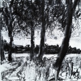 'Van Gogh land', charcoal on canvas, 20 x 20 cm., 2025