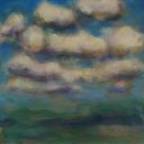 'Woolly Clouds I', acrylic on canvas, 30 x 30 cm, 2025