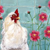 'Chicken with flowers', oil on canvas, 30 x 40 cm., 2009 Sold
