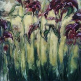 'Irises', oil on panel, 40 x 40 cm.,2019, SOLD