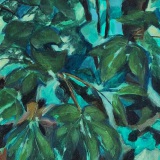 'Jungle house leaves', acrylic on board, 30 x 24 cm., 2024