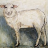 'Sheep inside' oil and charcoal on panel, 50 x 50 cm., 2020