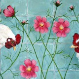 'Two Chickens with flowers', oil on canvas, 30 x 40 cm., 2009 Sold